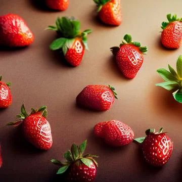 Flatlay composition with fresh strawberries. 3D Illustration Stockillustratie