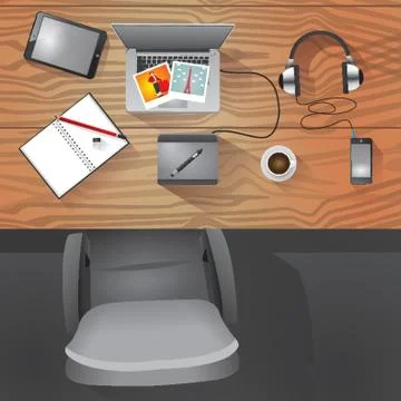 Flatlay of desktop table Stock Illustration