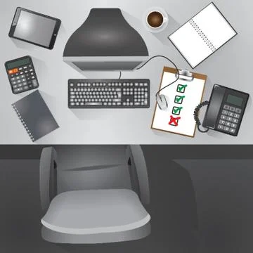 Flatlay of Desktop Table Stock Illustration