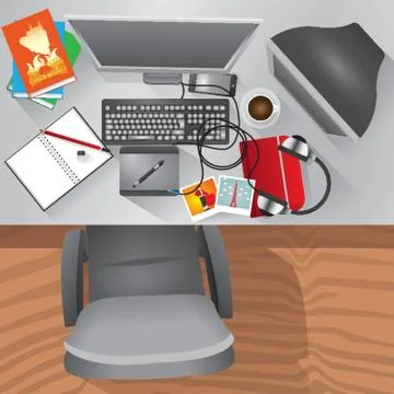 Flatlay of Desktop Table Stock Illustration