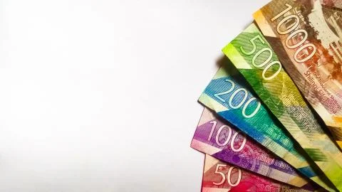 Flatlay of Different Kenya Banknotes on white Stock Photos