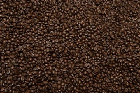 Flatlay of empty coffee texture background, roasted beans Stock Photos