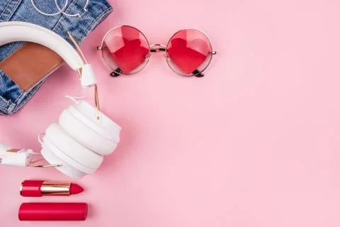 Flatlay with jeans Stock Photos