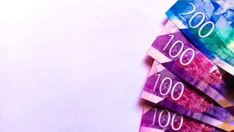 Flatlay of a Mix of 100 and 200 Kenya Banknotes Stock Photos
