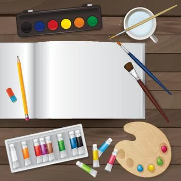 Flatlay of Paint Accessories Stock Illustration