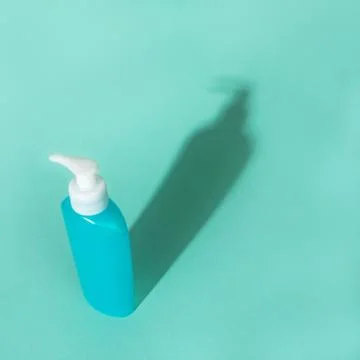 Flatlay with plastic bottles Stock Photos