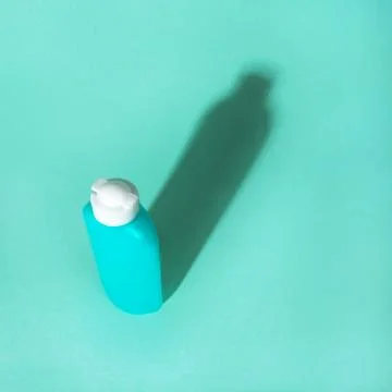 Flatlay with plastic bottles Stock Photos
