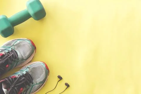 Flatlay sport background Stock Photos