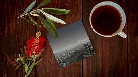 Flatlay with square animated card Stock Footage 107917426