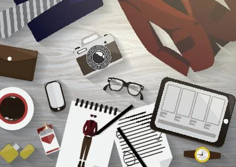 Flatlay of stylish attire Stock Illustration