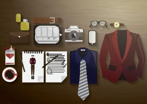 Flatlay of stylish attire Stock Illustration
