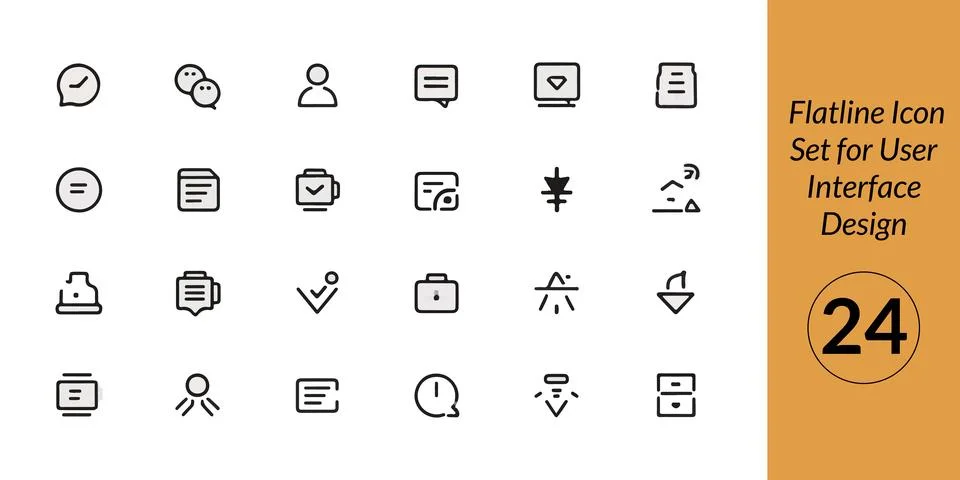 Flatline Icon Set for User Interface Design イラスト素材