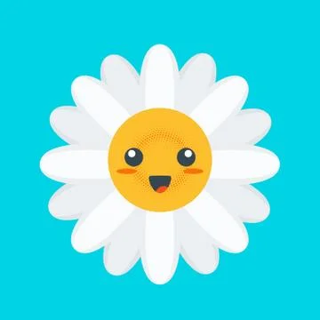 Flatly Kawaii chamomile with a funny face. 스톡 일러스트