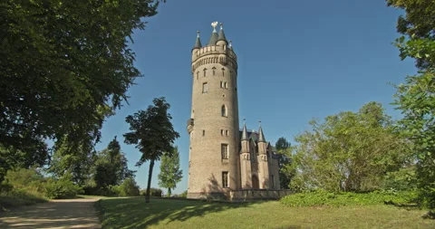 Flatow Tower park path, Potsdam, Germany Stock Footage 346676521
