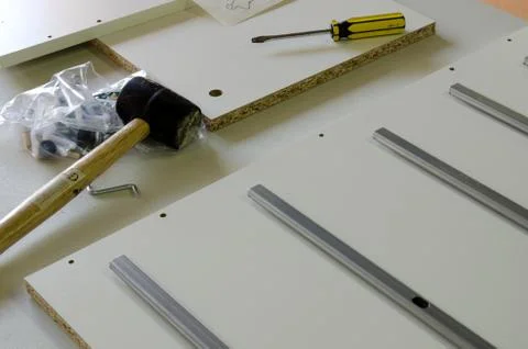 Flatpack kit layed out Stock Photos