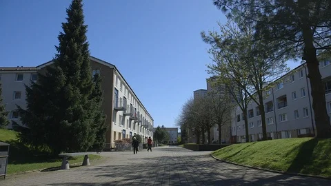 FLATS IN THE GORBALS DURING SUMMER Stock Footage 125267626