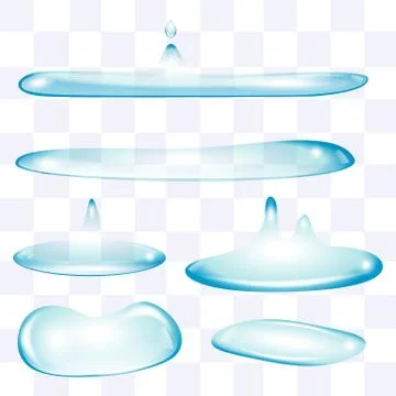 Flatten water drops set Stock Illustration