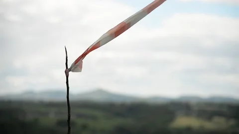 Flatterband im Wind 库存影片 160861923