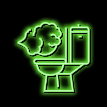 Flatulence digestion system neon glow icon illustration Stock Illustration
