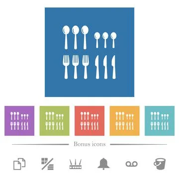 Flatware box flat white icons in square backgrounds Stock Illustration