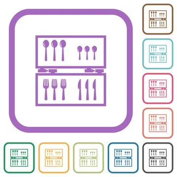 Flatware box simple icons Stock Illustration