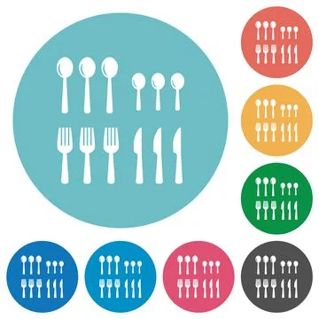 Flatware flat round icons Stock Illustration