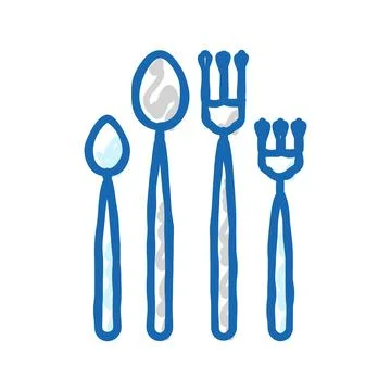 Flatware restaurant equipment icon doodle illustration Stock Illustration