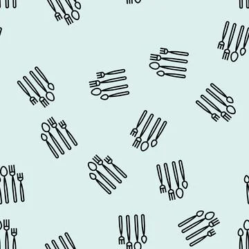 Flatware restaurant equipment line seamless pattern Stock Illustration