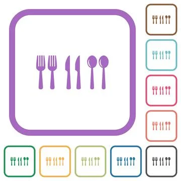 Flatware simple icons Stock Illustration