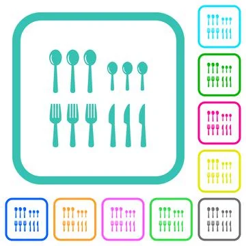 Flatware vivid colored flat icons Stock Illustration