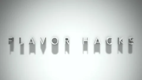 Flavor hacks 3D title animation white text on a white background Stock Footage 299425683