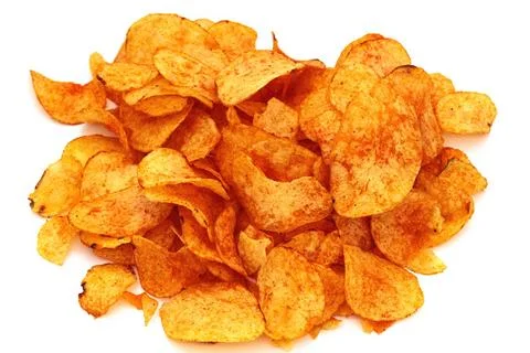 Flavored chips isolated on a white background Foto stock