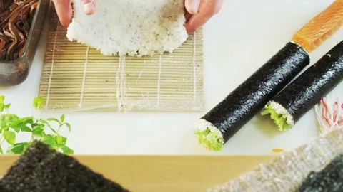 Flavoring Sushi Rice Stock Footage 71070118