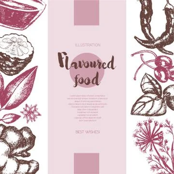 Flavoured Products - vector hand drawn banner. Stock Illustration
