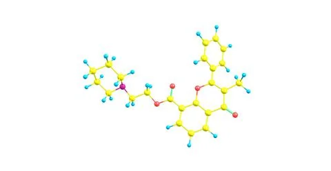 Flavoxate molecular structure isolated on white Stock Illustration