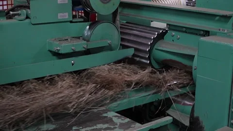 Flax processing plant, fabric production Stock Footage 306397195