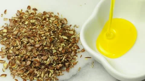 Flax-seed and flax-seed oil Stock Footage 18886668