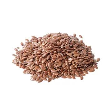Flax seed close up on white background. Stock Photos