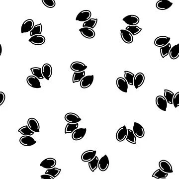 Flax seed glyph seamless pattern Stock Illustration