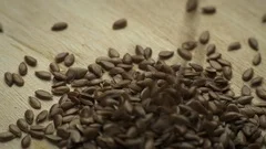 Flax seed in a seed grinder. Grind flaxs, Stock Video