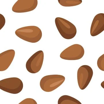 Flax Seeds Seamless Pattern Vector in Flat Design Stock Illustration