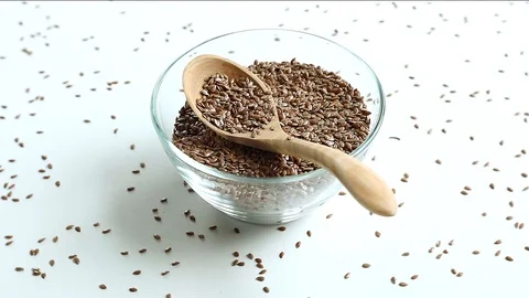 Flax seeds on white background Stock Footage 89483659