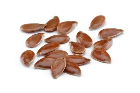Flax seeds on white background Stock Photos