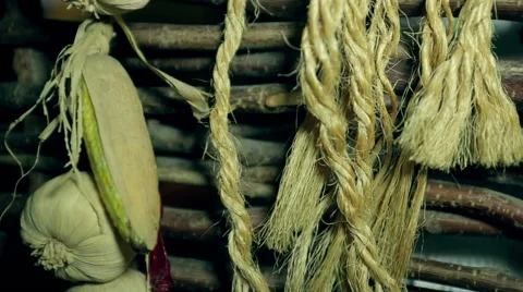 The flaxy rope and  the vegetables Stock Footage 48264230