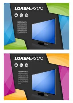 Flayer template with LED TV Stock Illustration