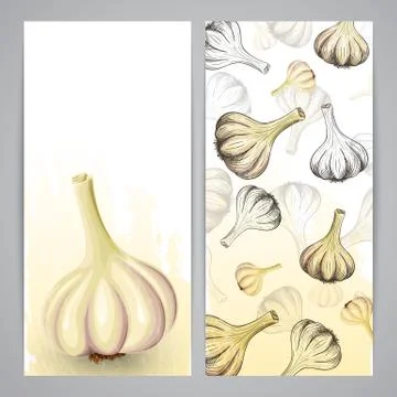 Flayer templates with garlic Stock Illustration