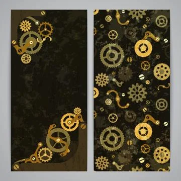 Flayer templates with steampunk decor Stock Illustration