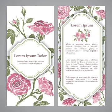 Flayers with flowers Illustrazione stock