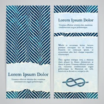Flayers with retro patterns - blue nautical flamestich Stock Illustration