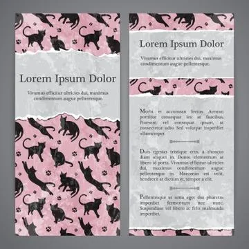 Flayers with retro patterns - cats. Illustrazione stock